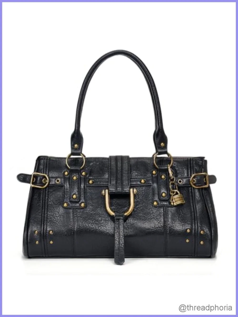 Slouchy Y2K Hobo Bag Faux Leather Shoulder Purse Retro Distressed Hardware